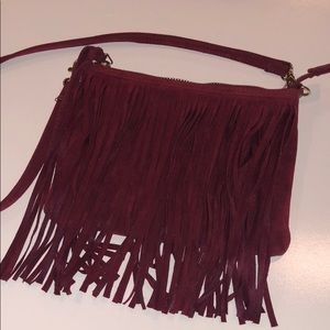 Red fringe crossbody purse